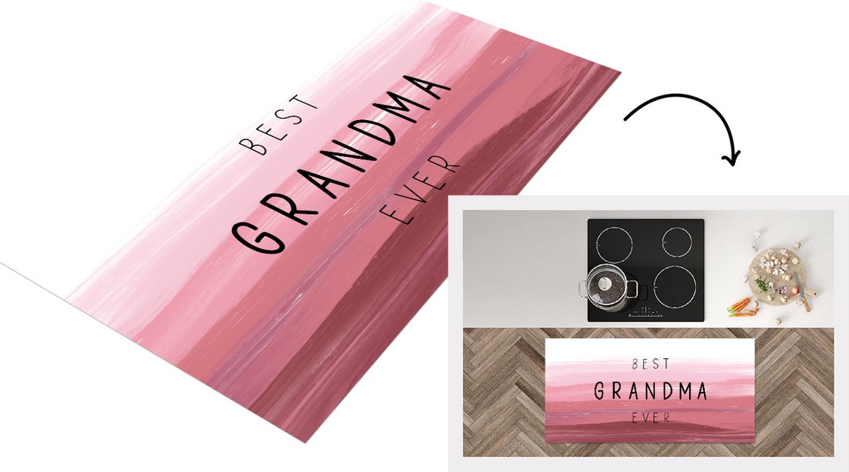 KitchenYeah Keukenloper - Loper keuken - Best grandma ever - Quotes - Oma - Spreuken - 120x60 cm - Keukenloper vinyl Multicolor