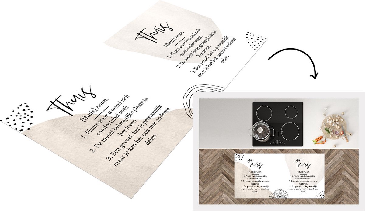 KitchenYeah Keukenloper - Loper keuken - Thuis - Woordenboek - Quotes - 120x60 cm - Keukenloper vinyl Multicolor