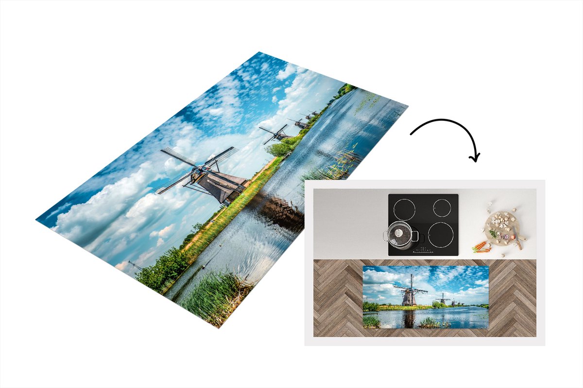 KitchenYeah Keukenloper - Loper keuken - Molen - Lucht - Nederland - 120x60 cm - Keukenloper vinyl Multicolor