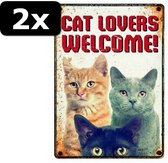 2x WAAKBORD BLIK CAT LOVERS WELCOME