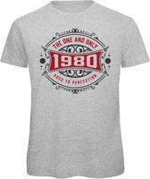 1980 The One And Only | Feest Kado T-Shirt Heren - Dames | Antraciet - Donker Rood | Perfect Verjaardag Cadeau Shirt | Grappige Spreuken - Zinnen - Teksten | Maat XL