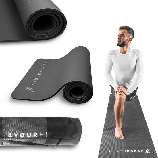 Yogamat - Fitness Mat Grijs - Met Draagtas - Anti Slip Yoga Mat - Yoga mat extra dik- Sportmat