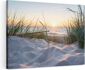 Artaza Canvas Schilderij Duinen met Strand en Zee - 120x80 - Groot - Foto Op Canvas - Wanddecoratie Woonkamer