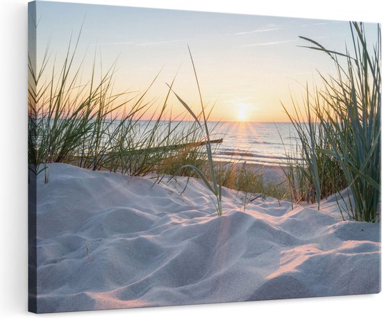 Artaza Canvas Schilderij Duinen met Strand en Zee - Foto Op Canvas - Canvas Print