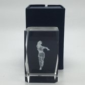 Bowling Press Papier, blok helder glas (8 x 5 cm) met hologram afbeelding van bowlende vrouw