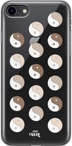 YinYang Nude - Transparant hoesje geschikt voor iPhone SE2022 / SE2020 / iPhone 8 / iPhone 7 hoesje transparant - Shockproof case met emoji YinYang - Doorzichtig hoesje met opdruk