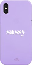 Sassy Purple - iPhone Short Quotes Case - Paars hoesje geschikt voor iPhone Xs Max hoesje - Siliconen hoesje met opdruk (geprint) - Paars hoesje