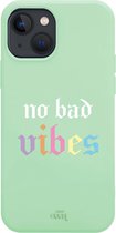 iPhone 13 - No Bad Vibes Green - iPhone Rainbow Quotes Case