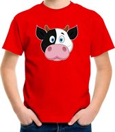 Cartoon koe t-shirt rood voor jongens en meisjes - Kinderkleding / dieren t-shirts kinderen 158/164