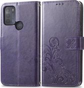 Motorola Moto G50 Hoesje - Mobigear - Clover Serie - Kunstlederen Bookcase - Paars - Hoesje Geschikt Voor Motorola Moto G50