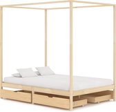 vidaXL Hemelbedframe met 4 lades massief grenenhout 140x200 cm