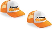 2x stuks oranje snapback cap/ truckers pet Ik juich voor oranje dames en heren - Koningsdag/ EK/ WK caps