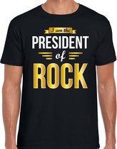 President of Rock feest t-shirt zwart voor heren - party shirt - Cadeau voor een Rock liefhebber S