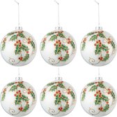 J-Line Doos Van 6 Kerstballen Kerstdeco Glas Wit/Groen/Rood Small