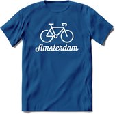 Amsterdam Fiets Stad T-Shirt | Souvenirs Holland Kleding | Dames / Heren / Unisex Koningsdag shirt | Grappig Nederland Fiets Land Cadeau | - Donker Blauw - S
