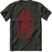 Amsterdam Fiets Stad T-Shirt | Souvenirs Holland Kleding | Dames / Heren / Unisex Koningsdag shirt | Grappig Nederland Fiets Land Cadeau | - Donker Grijs - S