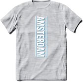 Amsterdam T-Shirt | Souvenirs Holland Kleding | Dames / Heren / Unisex Koningsdag shirt | Grappig Nederland Fiets Land Cadeau | - Licht Grijs - Gemaleerd - S