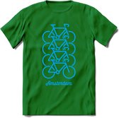 Amsterdam Fiets Stad T-Shirt | Souvenirs Holland Kleding | Dames / Heren / Unisex Koningsdag shirt | Grappig Nederland Fiets Land Cadeau | - Donker Groen - M