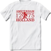 Amsterdam T-Shirt | Souvenirs Holland Kleding | Dames / Heren / Unisex Koningsdag shirt | Grappig Nederland Fiets Land Cadeau | - Wit - L