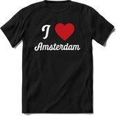 I Love Amsterdam T-Shirt | Souvenirs Holland Kleding | Dames / Heren / Unisex Koningsdag shirt | Grappig Nederland Fiets Land Cadeau | - Zwart - L