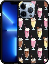 Geschikt voor Apple iPhone 13 Pro Hoesje Zwart Milkshakes - Designed by Cazy