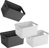 Opbergboxen/opbergmanden - 4x - 32 liter - zwart/wit - kunststof - 45 x 35 x 24 cm