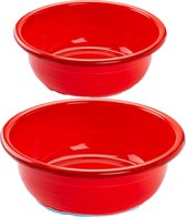 Voordeel set multifunctionele kunststof ronde afwas teiltjes rood in 2-formaten - 11 en 20 liter inhoud