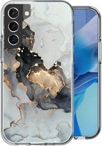 Hoesje geschikt voor Samsung Galaxy S21 - Siliconen Shock Proof Case Back Cover Hoes Marmer Goud