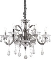 Ideal Lux - Kroonluchter Modern - Transparant - H:160cm - E14 - Metaal - Kroonluchters met kristallen - Hanglamp - Hanglampen - Hal - Vide - met glas - Slaapkamer - Eetkamer - Woon