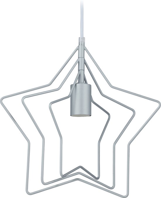 Relaxdays Hanglamp ster - pendellamp zilver - plafondlamp - E27 fitting - eetkamerlamp