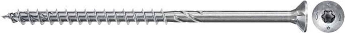 Fischer 100x Power-Fast II FPF II CTP 5 x 100 mm BC Senkkopf met binnenzeskant TX20 deeldraad galvanisch verzinkt blauw gepassiveerd - 670364