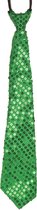 Groene pailletten stropdas 32 cm - Carnaval/verkleed/feest stropdassen