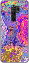 Geschikt voor Xiaomi Redmi 9 hoesje - Kunst - Vormen - Kleur - Psychedelisch - Siliconen Telefoonhoesje