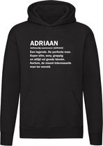 Adriaan | Unisex | Trui | Sweater | Hoodie | Capuchon | Zwart | Jongensnaam | Woordenboek | Betekenis | Verjaardag | Grappig | Cadeau