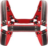 Z Series Chest Bulldog Harness - Leather - Black/Red - L/XL - Maat L/XL - Bondage Toys