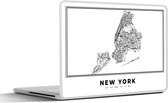 Laptop sticker - 14 inch - New York - Stadskaart - Zwart Wit - 32x5x23x5cm - Laptopstickers - Laptop skin - Cover