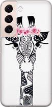 Samsung S22 hoesje siliconen - Giraffe | Samsung Galaxy S22 case | wit | TPU backcover transparant