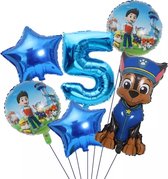 Pow Patrol Folie Ballonnen Nummer 5 , Set van 6 stuks