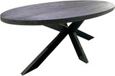 Mangohouten Eettafel Tulsa Black Ovaal 300×130 cm Mahom Industrieel - Dinertafel van Mangohout & Metaal - Industriële Eettafel