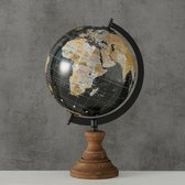 Boltze - Wereldbol - Globe - 32cm - Ø19cm - Bruin - Zwart