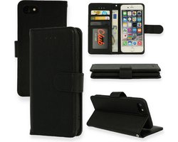 HB Hoesje Geschikt voor Apple iPhone SE (2022 / 2020) - Apple iPhone 7 & 8 - Zwart - Portemonnee Book Case met Pasjeshouder en Magneetlipje