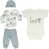 babykleding Safari set 4-delig jongens wit/blauw maat 50-56