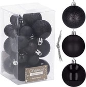 Boules de Boules de Noël Springos | Décorations de Noël | Incassable | 25 pièces | 2.5cm/4cm | Nuances Zwart