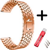 Strap-it stalen schubbenpatroon bandje rosé goud + toolkit - geschikt voor Samsung Galaxy Watch 3 45mm / Galaxy Watch 1 46mm / Gear S3