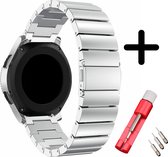 Strap-it bandje metaal zilver + toolkit - geschikt voor Samsung Galaxy Watch 3 45mm / Galaxy Watch 1 46mm / Gear S3