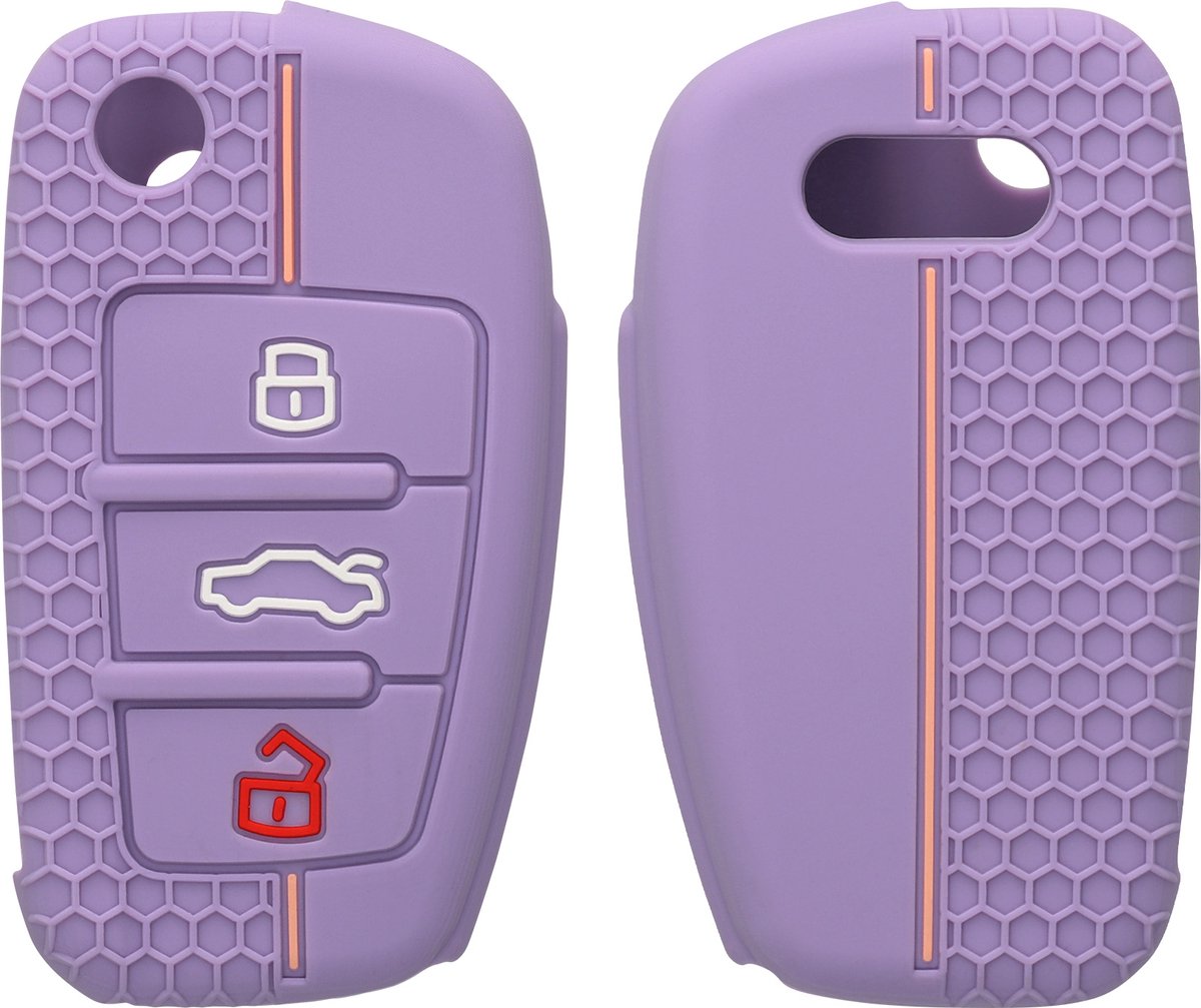kwmobile hoes voor autosleutel compatibel met Audi A6 A7 A8 Q7 Q8 3-knops autosleutel Keyless - Autosleutelbehuizing in zwart - Carbon