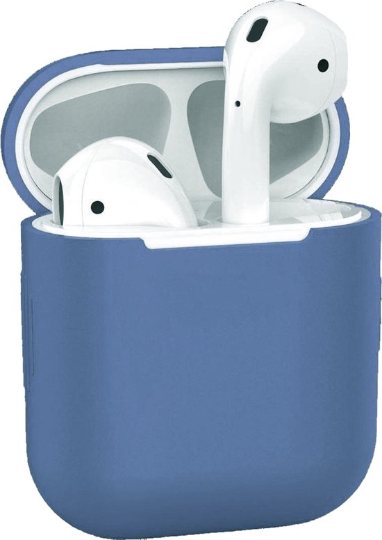 Hoesje voor Apple AirPods 1 en 2 - Nachtblauw - Hoesje Siliconen Case Cover Bescherming