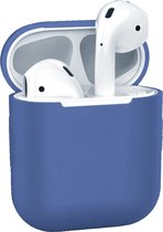 Hoesje voor Apple AirPods 1 en 2 - Marineblauw - Hoesje Siliconen Case Cover Bescherming