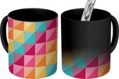 Magische Mok - Foto op Warmte Mokken - Koffiemok - Regenboog - Vierkant - Design - Pixel - Patronen - Magic Mok - Beker - 350 ML - Theemok