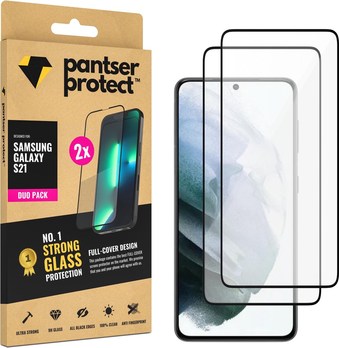 DUO-PACK - 2x Pantser Protect™ Glass Screenprotector Geschikt voor Samsung Galaxy S21 - Case Friendly - Premium Pantserglas - Glazen Screen Protector